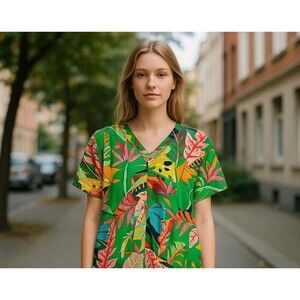 Karlie Top For Women Size Small Tropical Hawaiian Shirt Relax Fit